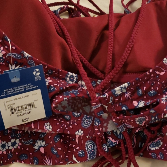 ARIZONA Paisley Flounce swim top - Wine - Picture 8 of 10